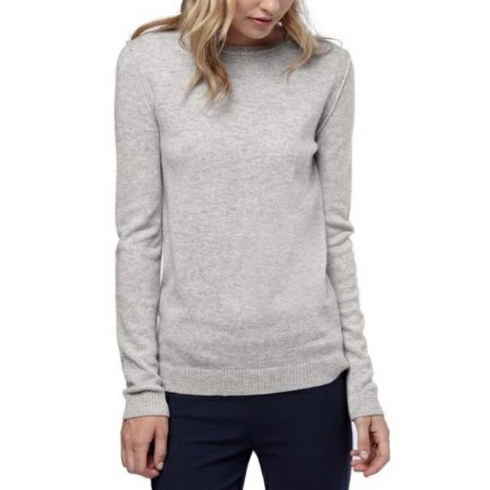 Cuyana Grey Wool Cashmere Blend Sweater XS crew neck knit long sleeve boxy